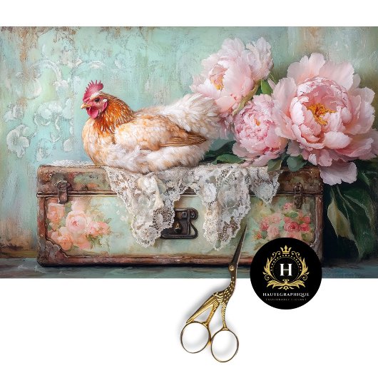 Dekoupage der Vintagen grünen Kosmetiktafel Seidenpapier