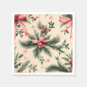 Dekoupage der Vintagen Pinkmas Branchen Bows & Ber Serviette (Vorderseite)