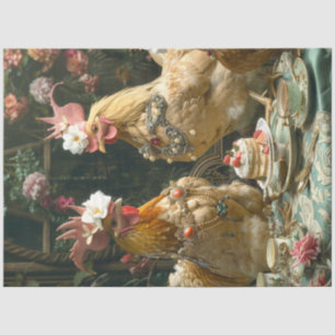 Dekoupage der Vintagen Teezeit Hühner Seidenpapier