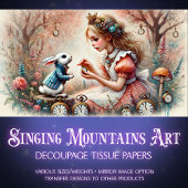 Dekoupage der weißen Rabbinenwald-Uhr Seidenpapier