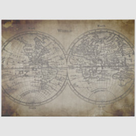 Dekoupage der Weltkarte Seidenpapier