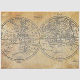 Dekoupage der Weltkarte Seidenpapier