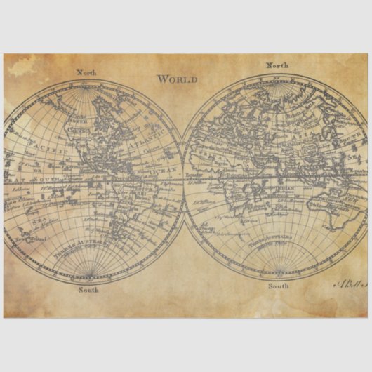 Dekoupage der Weltkarte Seidenpapier (Vorderseite)