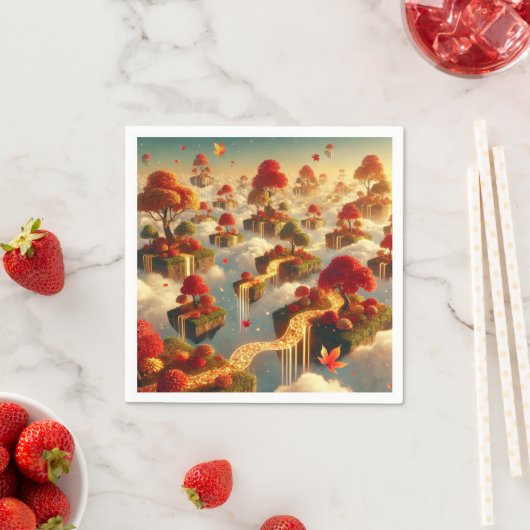 Dekoupage der Whimsical Autumn Floating Islands Serviette (Beispiel)