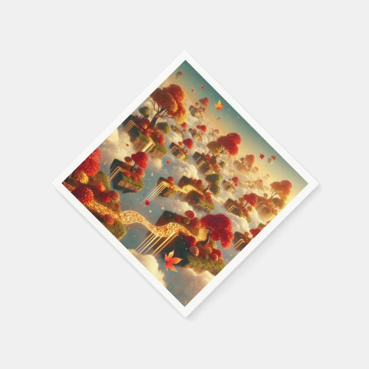 Dekoupage der Whimsical Autumn Floating Islands Serviette (Ecke)