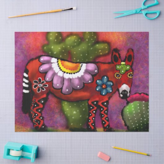 Dekoupage der Whimsical Südwest Floral Donkey Seidenpapier (Basteln)