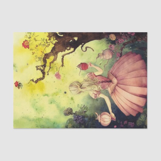 Dekoupage der Whimsistischen Alice im Wunderland Seidenpapier (Vorderseite)