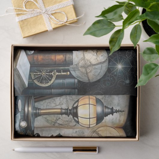 Dekoupage des Astronomen-Studios Globe Telescope Seidenpapier (Geschenk)