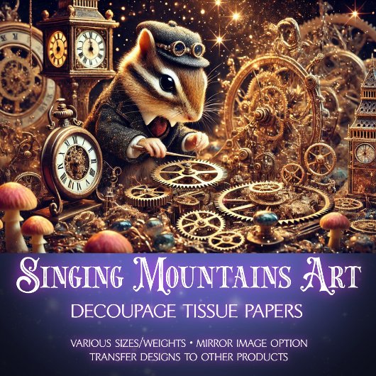 Dekoupage des Chipmunk Magical Inventar Workshops Seidenpapier