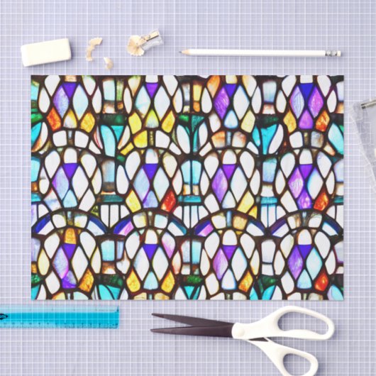 Dekoupage des gefestigten Kirchenglasfensters Seidenpapier (Handwerk)