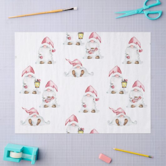 Dekoupage des Gewebepapiers - Weihnachtsgnomen Seidenpapier (Basteln)