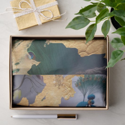 Dekoupage des Golden Peacock Tissue Seidenpapier (Geschenk)