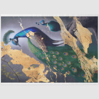 Dekoupage des Golden Peacock Tissue Seidenpapier