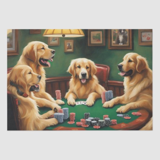 Dekoupage des Goldenen Retriever Poker Party Seidenpapier (Vorderseite)