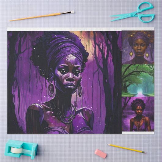 Dekoupage des lila Magic American Voodoo Seidenpapier (Basteln)