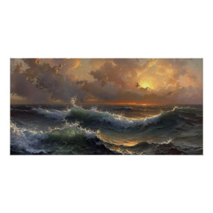 Dekoupage des Ocean Storm Moody Landscape Poster