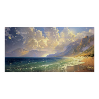 Dekoupage des Sonnenuntergangs Moody Landschaftsbi Poster
