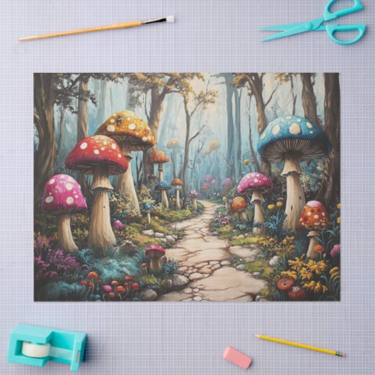 Dekoupage des verzauberten Pilzwaldes Seidenpapier (Basteln)