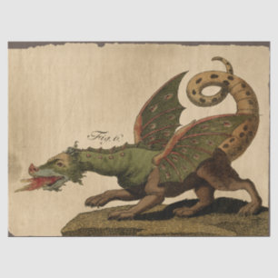 Dekoupage des Vintagen mittelalterlichen grünen D Seidenpapier