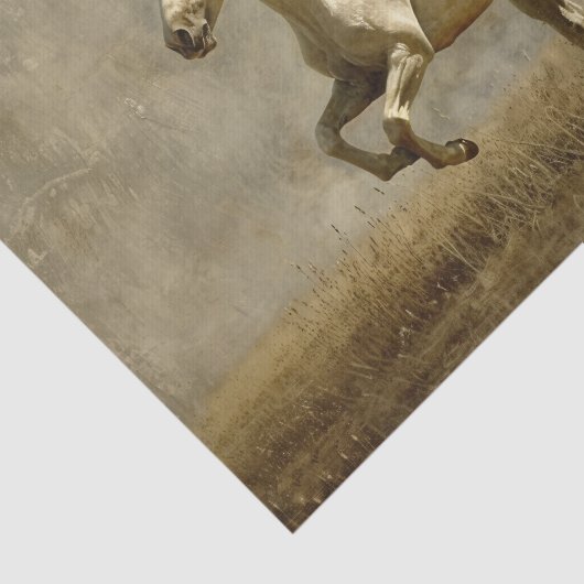 Dekoupage des weißen Pferdes mit Ölgemäldes Seidenpapier (Ausschnitt)