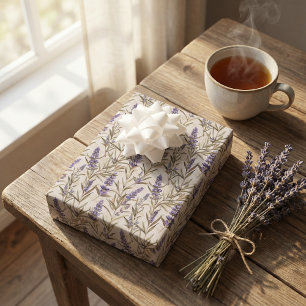Dekoupage Design mit Lavender-Blume und Beige Geschenkpapier Set