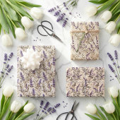 Dekoupage Design mit Lavender-Blume und Beige Geschenkpapier Set