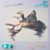 Dekoupage Double Exposure Deer Profile Seidenpapier (Basteln)