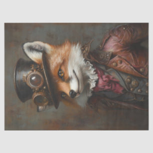 Dekoupage eines Steampunk-Fuchses mit Schutzbrille Seidenpapier