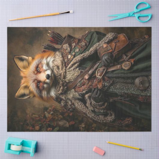Dekoupage Fantasy Fox mittelalterliche Stilkunst Seidenpapier (Basteln)