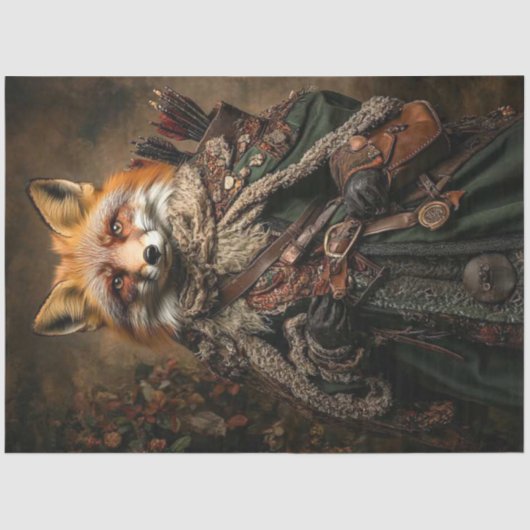 Dekoupage Fantasy Fox mittelalterliche Stilkunst Seidenpapier (Vorderseite)