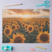 Dekoupage Field Sunblumen Sun Setting View Seidenpapier (Basteln)