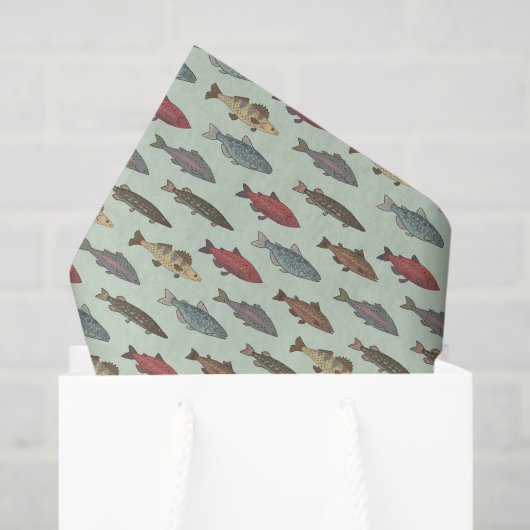 Dekoupage Fish Fish Green Geburtstagspartei Seidenpapier (Geschenktüte)