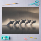 Dekoupage Five Orcas Synchronized Display Ocean Seidenpapier (Basteln)