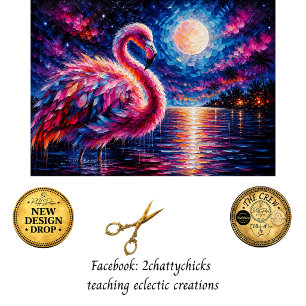 Dekoupage Flamingo unter Mondlicht Tropische Ölgem Seidenpapier