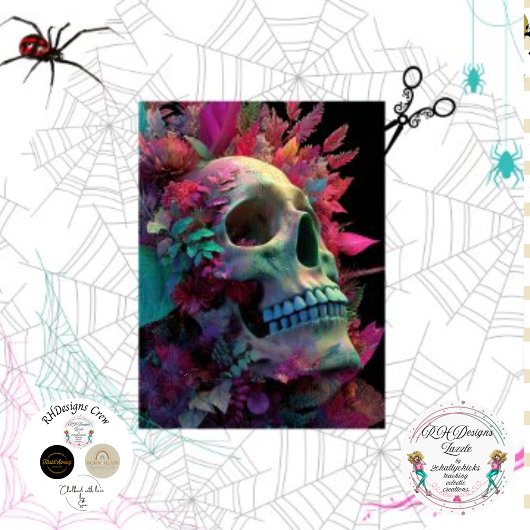 Dekoupage Floral Skull Botanische Gotische Kunst Seidenpapier