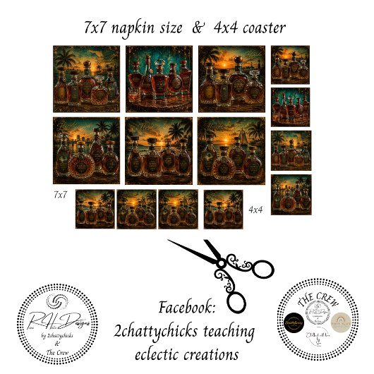Dekoupage Florida Spirits Collage Bourbon Flaschen Seidenpapier