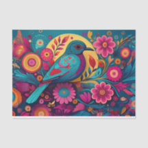 Dekoupage-Folk Art Bird-Tissue Papier