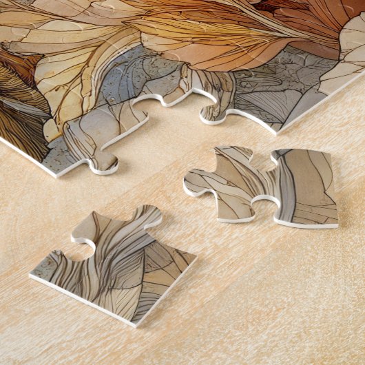 Dekoupage Fox mit Herbstleaves Art Nouveau Puzzle (Seite)