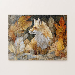 Dekoupage Fox mit Herbstleaves Art Nouveau Puzzle
