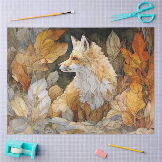 Dekoupage Fox mit Herbstleaves Art Nouveau Seidenpapier (Basteln)