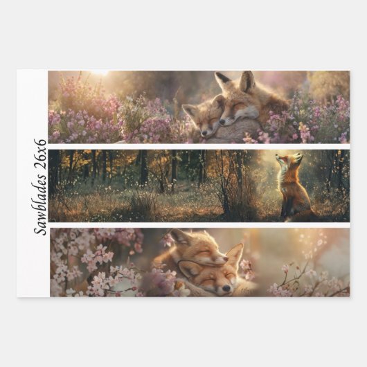 Dekoupage-Fuchs-Wald-Szenen Handsägepaneele Geschenkpapier Set (Vorderseite 3)