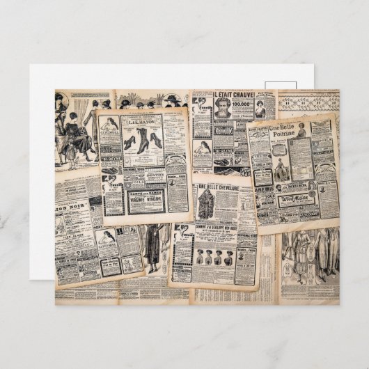 Dekoupage für antike Werbeblätter Postkarte (Vorne/Hinten)