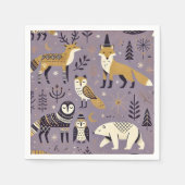 Dekoupage für lila und goldene skandinavische Tier Serviette (Vorderseite)