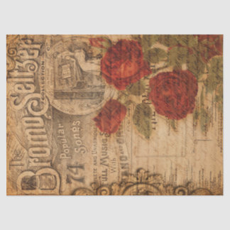 Dekoupage für Vintage Musik und Rose Shabby Chic Seidenpapier