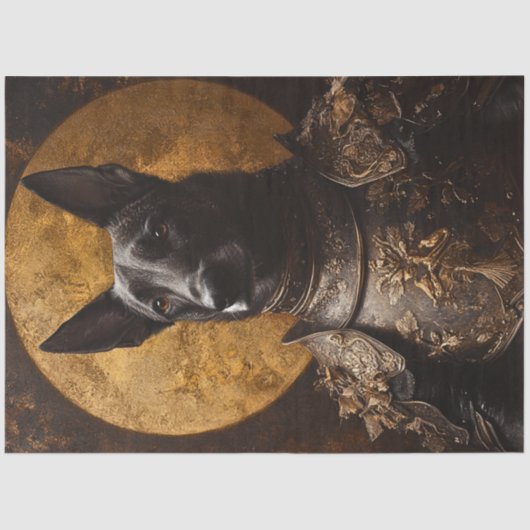 Dekoupage German Shepard Mittelalterliche Rüstung Seidenpapier (Vorderseite)