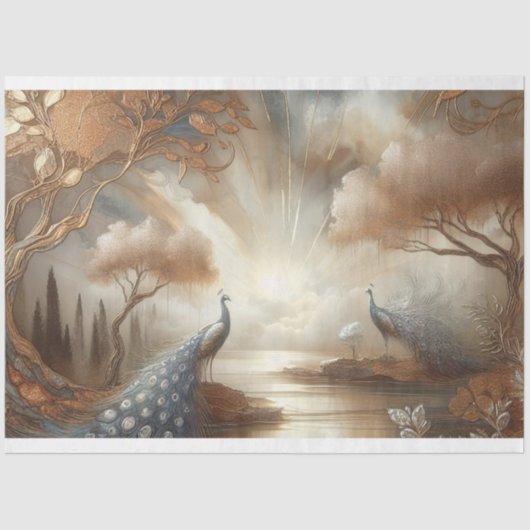 Dekoupage-Geschenkpapier für Pfauengewebe Seidenpapier (Vorderseite)