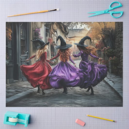 Dekoupage Good Hexen tanzen Cobblestone Street Seidenpapier (Basteln)