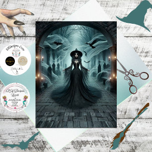 Dekoupage-Gotischer-Hexen-Friedhof-Fantasy Seidenpapier