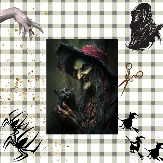 Dekoupage Haunting Hexe & ihre Katzenbrauerei Seidenpapier