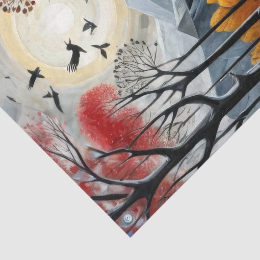 Dekoupage - Herbstwald, Fluss und Mond - Seidenpapier (Detail)